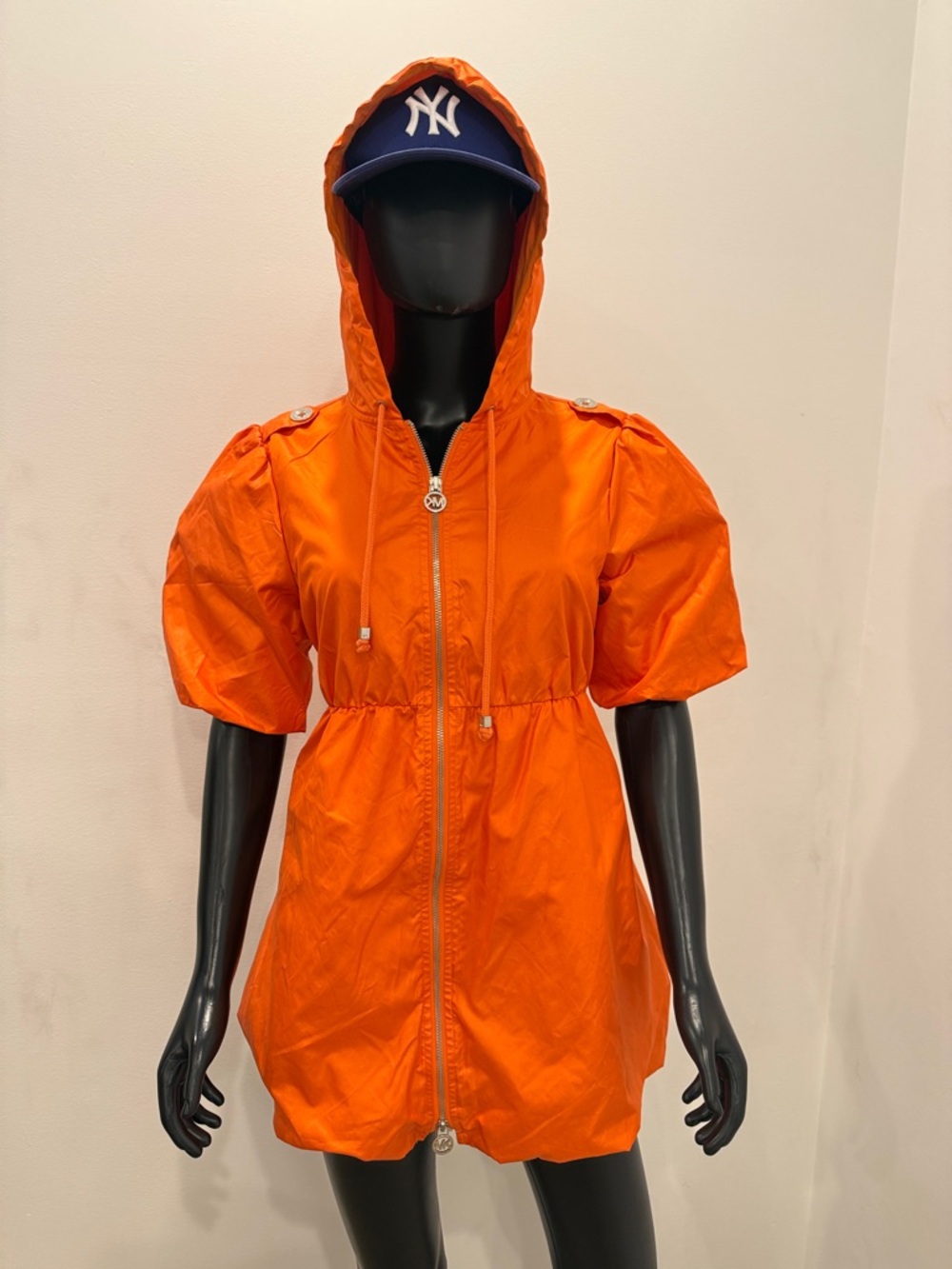 Michael Kors Orange Hooded Parka Jacket Lightweight Zip Size M Summer